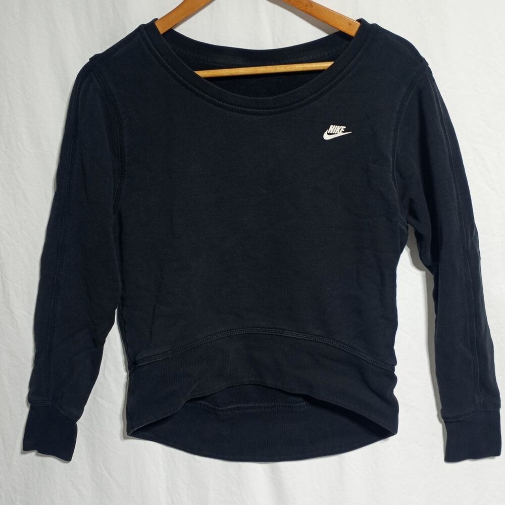 Nike Woman's Track & Field Black Sweatshirt Size Small Cropped Oversized